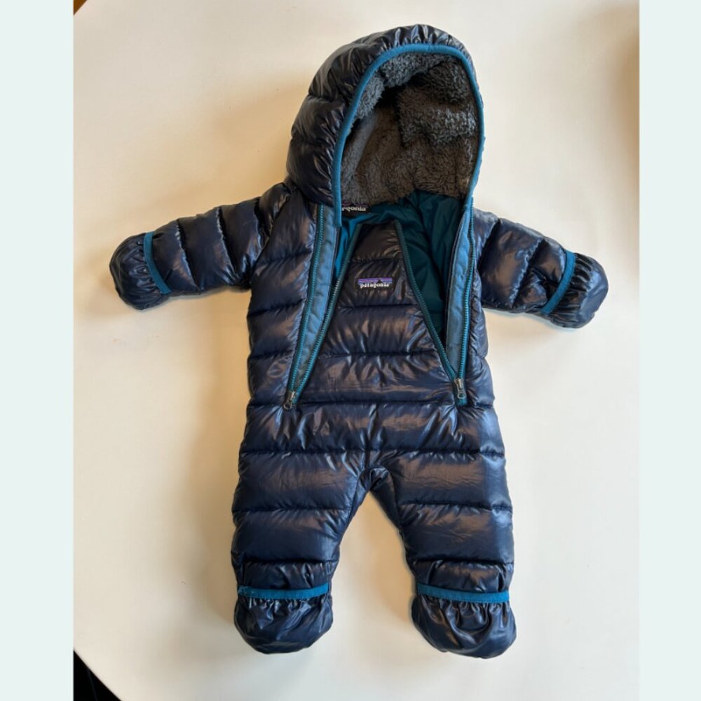 Patagonia Hi-Loft Down Sweater Bunting with Fleece Hood Size Newborn